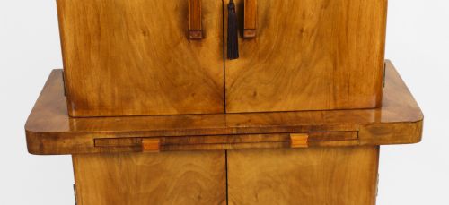 ANTIQUE ART DECO EPSTEIN MANNER BURR WALNUT COCKTAIL CABINET DRY BAR C1920 - ADDITIONAL PHOTO 7