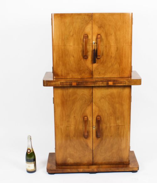 ANTIQUE ART DECO EPSTEIN MANNER BURR WALNUT COCKTAIL CABINET DRY BAR C1920 - ADDITIONAL PHOTO 22