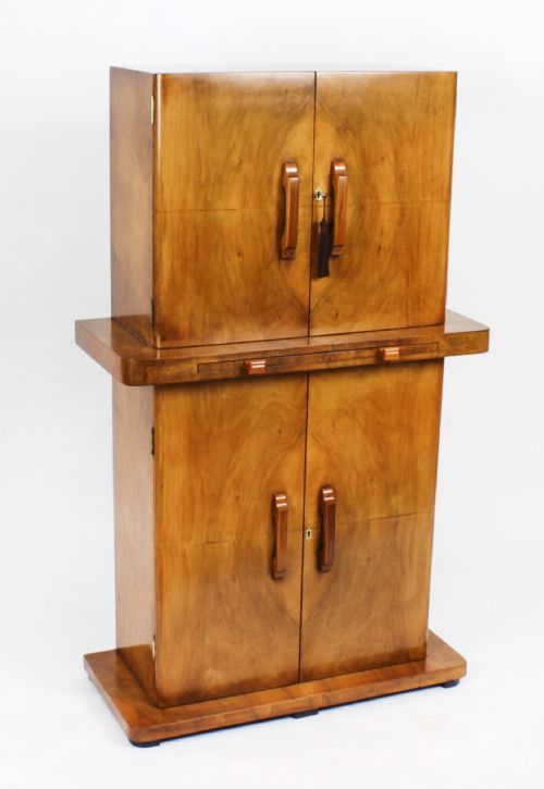 ANTIQUE ART DECO EPSTEIN MANNER BURR WALNUT COCKTAIL CABINET DRY BAR C1920 - ADDITIONAL PHOTO 23