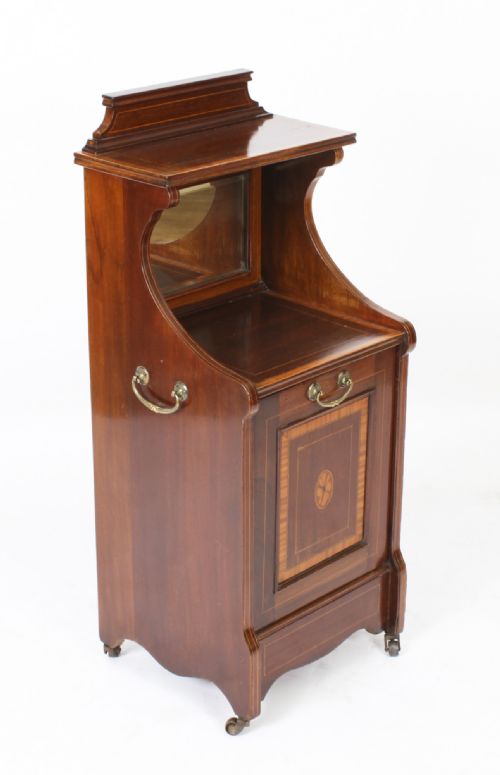 Antique Victorian Mahogany & Marquetry Coal Box Purdonium C1880