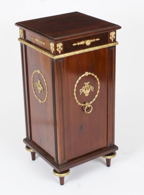Antique French Empire Mahogany Pedestal Bust Stand Cabinet 19th Century
