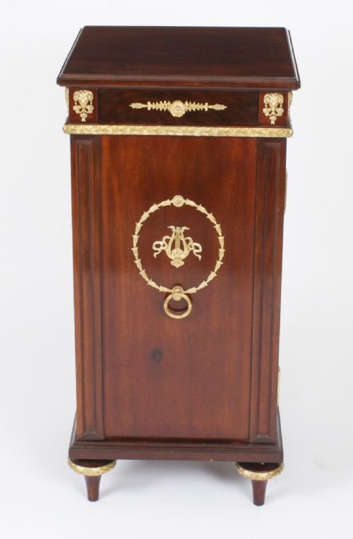 fig 1. Antique French Empire Mahogany Pedestal Bust Stand Cabinet 19th Century
