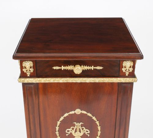fig 5. Antique French Empire Mahogany Pedestal Bust Stand Cabinet 19th Century
