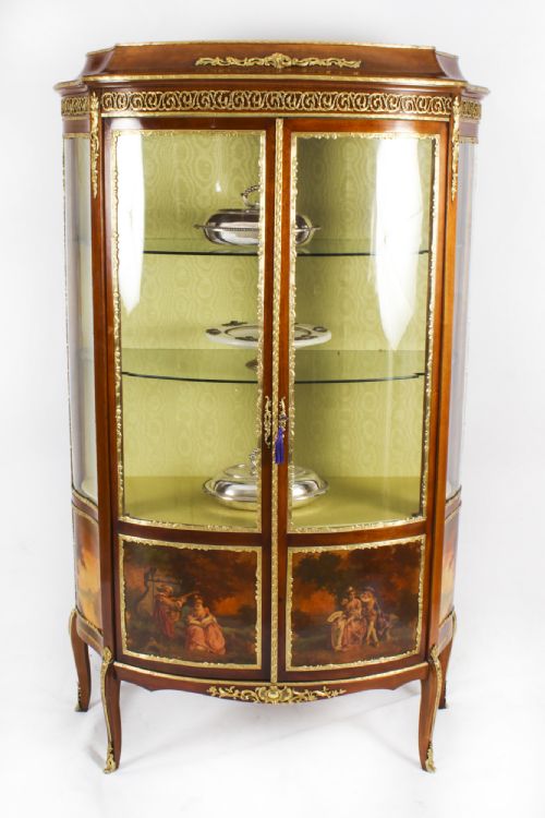 fig 1. Antique French Louis Revival Vernis Martin Display Cabinet c1880 19th C