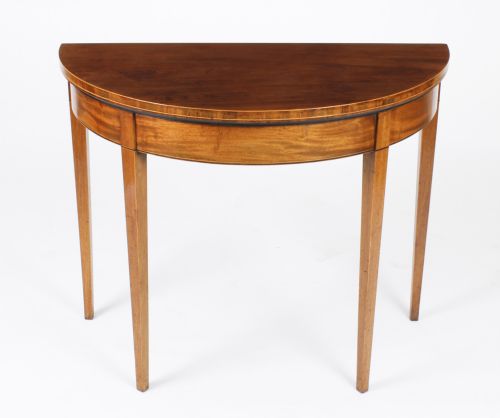 fig 1. Antique Pair George III Demi Lune Console Tea Tables Circa 1780
