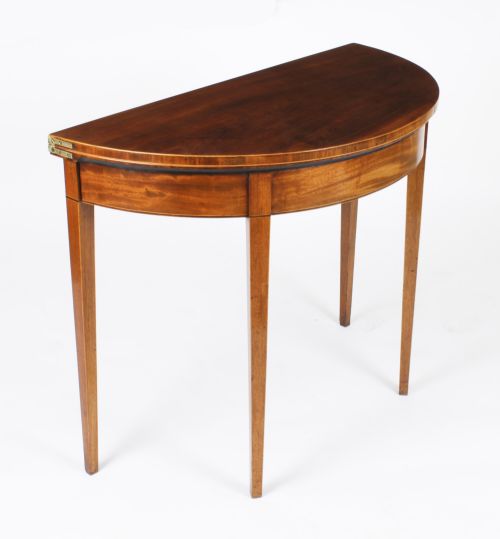 fig 2. Antique Pair George III Demi Lune Console Tea Tables Circa 1780
