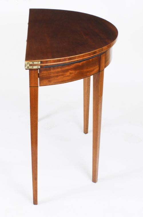fig 3. Antique Pair George III Demi Lune Console Tea Tables Circa 1780
