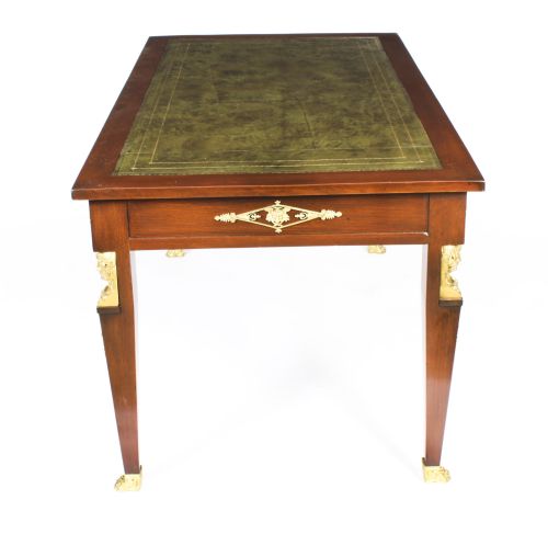fig 5. Antique Empire Revival Bureau Plat Desk Writing Table & Armchair 19th C
