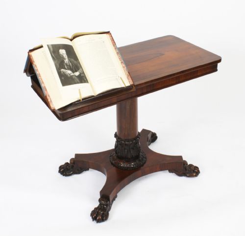 fig 3. Antique William IV Gonçalo Alves Reading Occasional Table 19th C