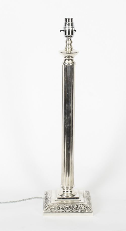 fig 1. Antique Victorian Silver Plated Doric Column Table Lamp Late 19th C