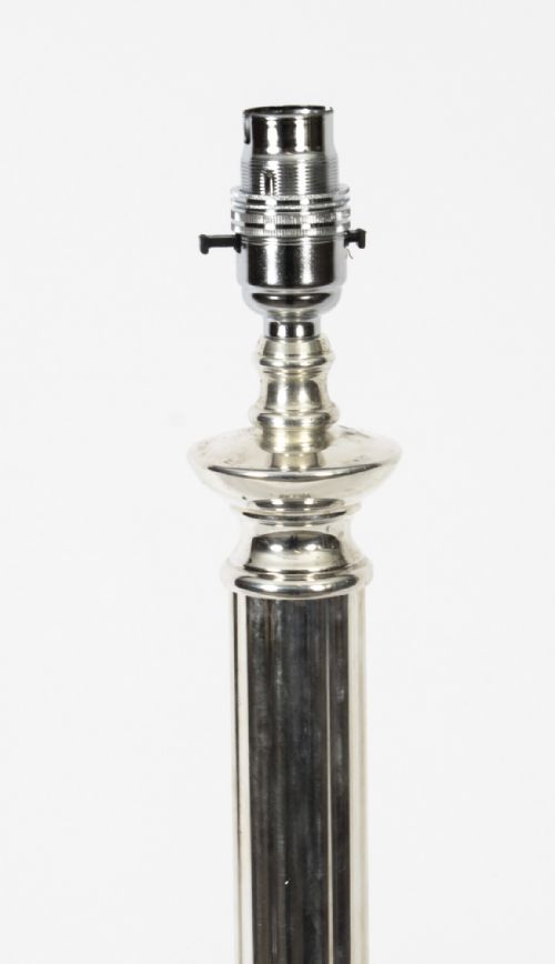 fig 3. Antique Victorian Silver Plated Doric Column Table Lamp Late 19th C