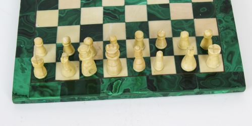 fig 4. Antique Malachite & Carrara Marble Chess Board C1920
