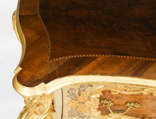 ANTIQUE PAIR VENETIAN WALNUT AND GILTWOOD COMMODES CHESTS 19TH C - ADDITIONAL PHOTO 7
