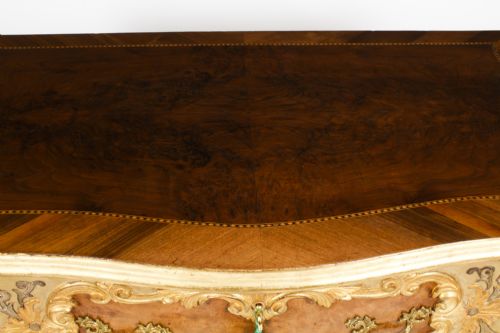 ANTIQUE PAIR VENETIAN WALNUT AND GILTWOOD COMMODES CHESTS 19TH C - ADDITIONAL PHOTO 8