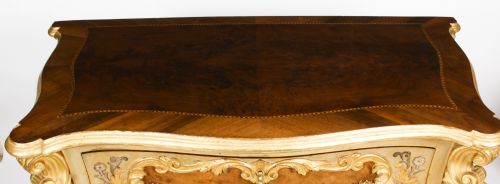 ANTIQUE PAIR VENETIAN WALNUT AND GILTWOOD COMMODES CHESTS 19TH C - ADDITIONAL PHOTO 9