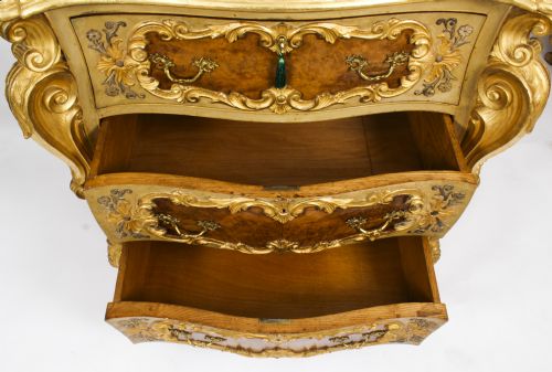 ANTIQUE PAIR VENETIAN WALNUT AND GILTWOOD COMMODES CHESTS 19TH C - ADDITIONAL PHOTO 12