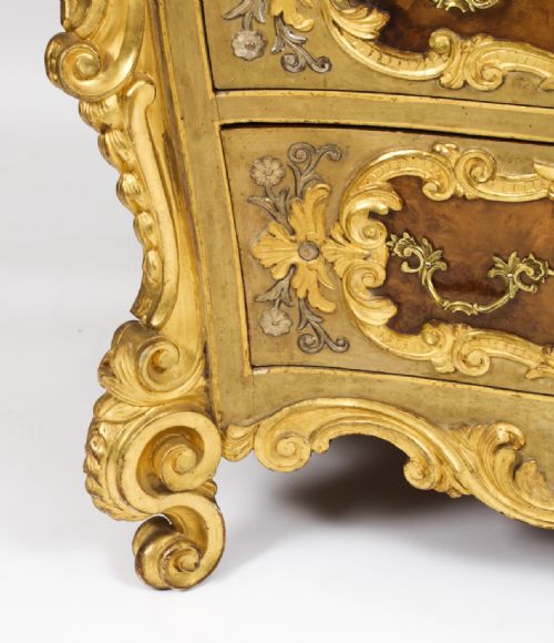 ANTIQUE PAIR VENETIAN WALNUT AND GILTWOOD COMMODES CHESTS 19TH C - ADDITIONAL PHOTO 14