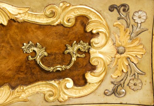 ANTIQUE PAIR VENETIAN WALNUT AND GILTWOOD COMMODES CHESTS 19TH C - ADDITIONAL PHOTO 17