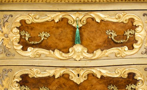 ANTIQUE PAIR VENETIAN WALNUT AND GILTWOOD COMMODES CHESTS 19TH C - ADDITIONAL PHOTO 18
