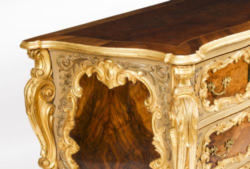 ANTIQUE PAIR VENETIAN WALNUT AND GILTWOOD COMMODES CHESTS 19TH C - ADDITIONAL PHOTO 22