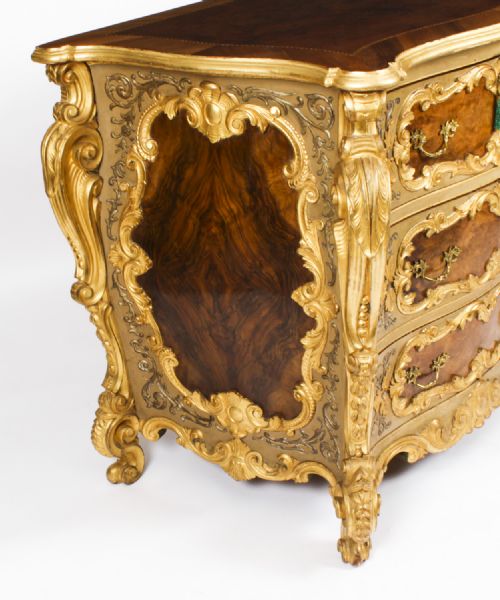 ANTIQUE PAIR VENETIAN WALNUT AND GILTWOOD COMMODES CHESTS 19TH C - ADDITIONAL PHOTO 25