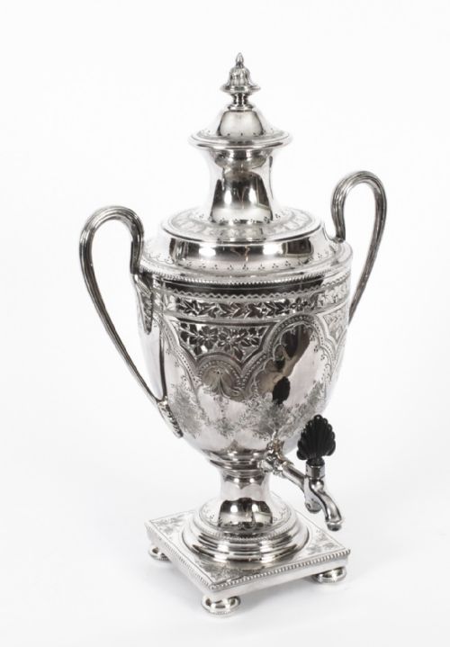 Antique English Victorian Silver Plated Samovar by Pearce & Sons 19th C
