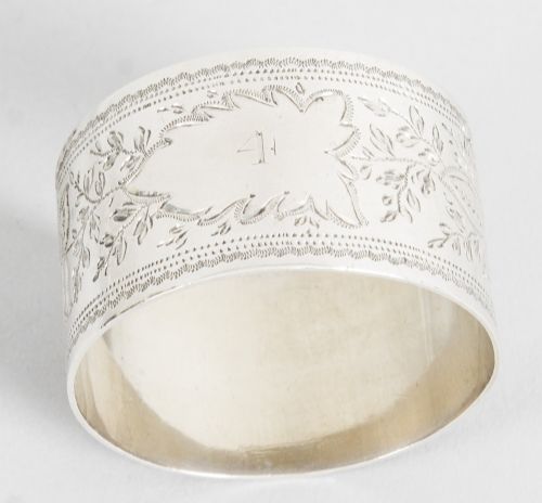 fig 4. Antique Victorian Cased Set of Six Sterling Silver Napkin Rings 19th C