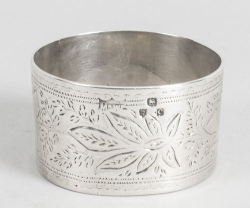 fig 5. Antique Victorian Cased Set of Six Sterling Silver Napkin Rings 19th C