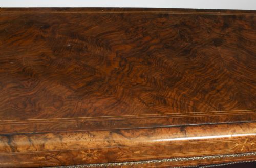 fig 2. Antique Victorian Burr Walnut 3 Door Credenza Sideboard Bookcase 19th C
