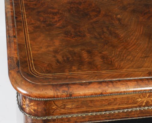 fig 3. Antique Victorian Burr Walnut 3 Door Credenza Sideboard Bookcase 19th C
