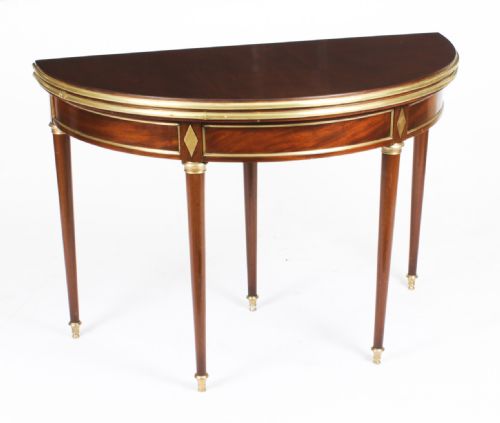 Antique French Directoire Brass Mounted Card Table Early 19th Century
