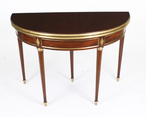 fig 1. Antique French Directoire Brass Mounted Card Table Early 19th Century