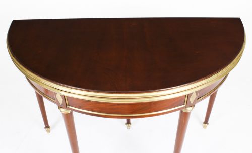 fig 2. Antique French Directoire Brass Mounted Card Table Early 19th Century
