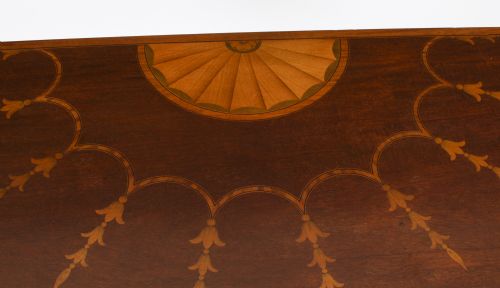 ANTIQUE MAHOGANY AND SATINWOOD INLAID SERPENTINE CARD CONSOLE TABLE CIRCA 1880 - ADDITIONAL PHOTO 11