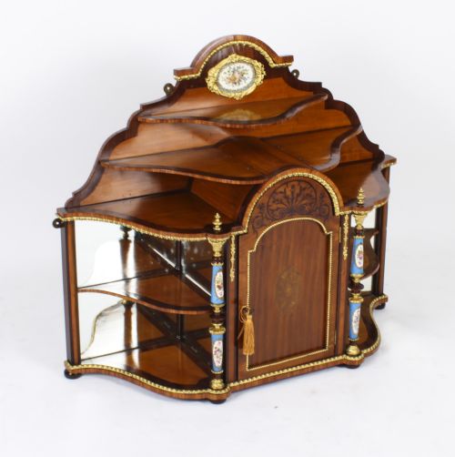 ANTIQUE ORMOLU PORCELAIN MOUNTED TABLE TOP CREDENZA CABINET 19TH C - ADDITIONAL PHOTO 1