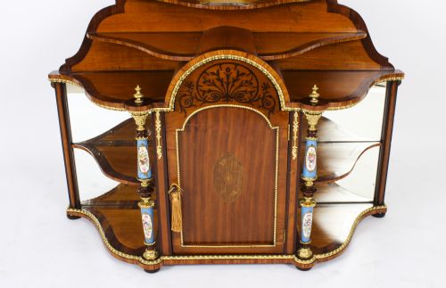 ANTIQUE ORMOLU PORCELAIN MOUNTED TABLE TOP CREDENZA CABINET 19TH C - ADDITIONAL PHOTO 2