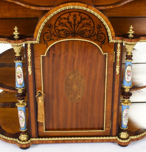 ANTIQUE ORMOLU PORCELAIN MOUNTED TABLE TOP CREDENZA CABINET 19TH C - ADDITIONAL PHOTO 3