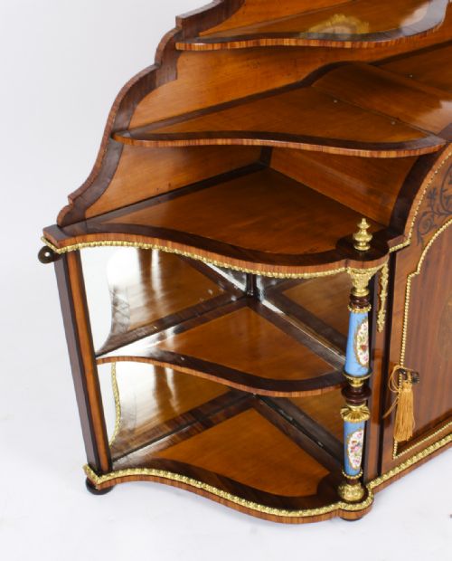 ANTIQUE ORMOLU PORCELAIN MOUNTED TABLE TOP CREDENZA CABINET 19TH C - ADDITIONAL PHOTO 5