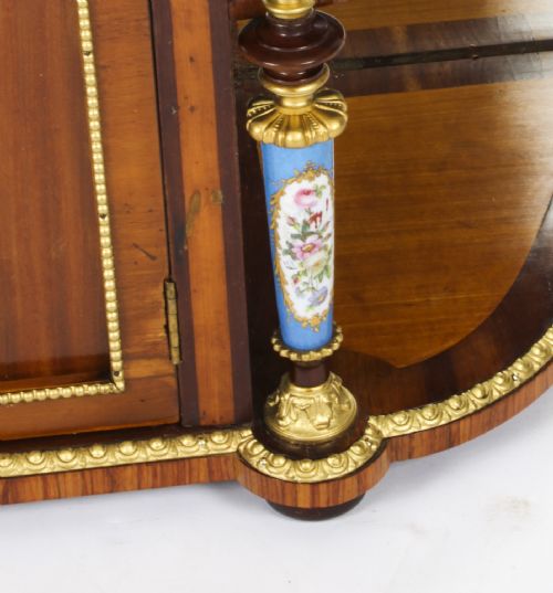 ANTIQUE ORMOLU PORCELAIN MOUNTED TABLE TOP CREDENZA CABINET 19TH C - ADDITIONAL PHOTO 7