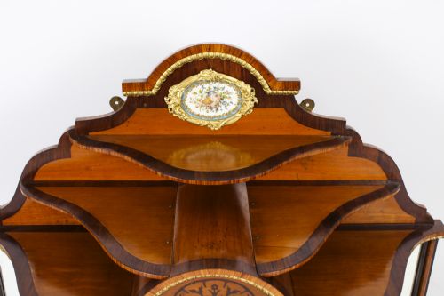 ANTIQUE ORMOLU PORCELAIN MOUNTED TABLE TOP CREDENZA CABINET 19TH C - ADDITIONAL PHOTO 10