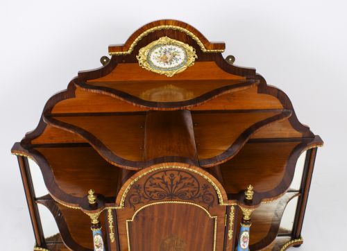 ANTIQUE ORMOLU PORCELAIN MOUNTED TABLE TOP CREDENZA CABINET 19TH C - ADDITIONAL PHOTO 12