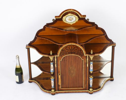 ANTIQUE ORMOLU PORCELAIN MOUNTED TABLE TOP CREDENZA CABINET 19TH C - ADDITIONAL PHOTO 15