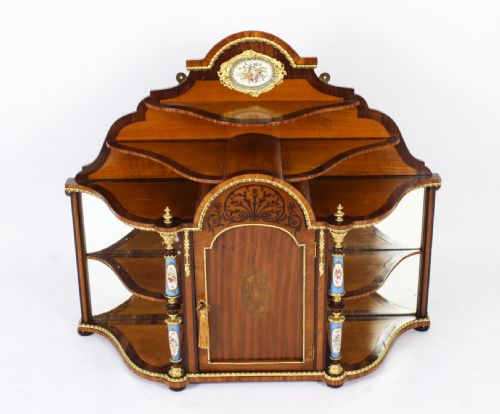 ANTIQUE ORMOLU PORCELAIN MOUNTED TABLE TOP CREDENZA CABINET 19TH C - ADDITIONAL PHOTO 16