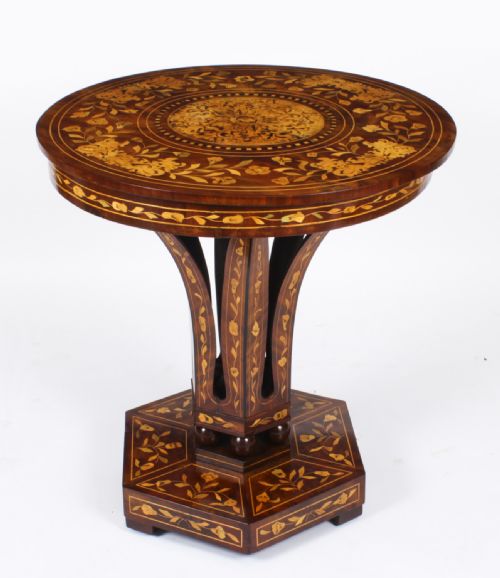 fig 1. Antique Dutch Floral Marquetry Occasional Centre Table Early 19th Century
