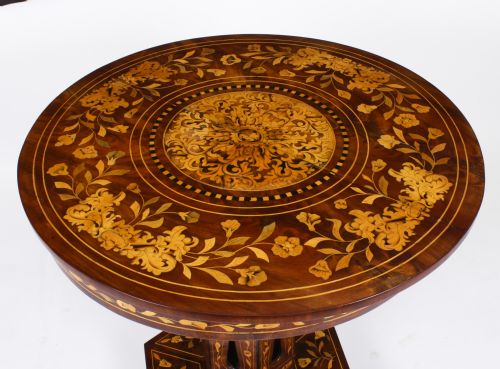fig 2. Antique Dutch Floral Marquetry Occasional Centre Table Early 19th Century