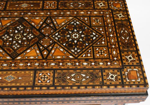 fig 3. Antique Damascus Syrian Inlaid Card, Chess, Backgammon, Games table C1900