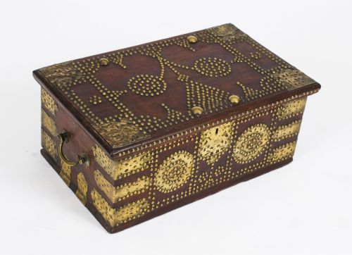 Antique Indo- Persian Hardwood & Brass Chest, 19th Century
