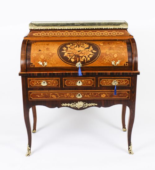 fig 1. Antique French Louis Revival Marquetry Bureau c.1830 19th Century