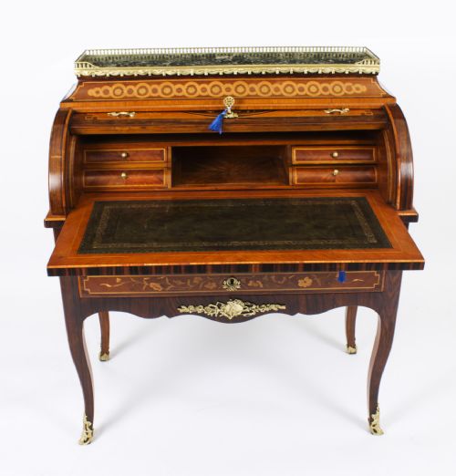 fig 2. Antique French Louis Revival Marquetry Bureau c.1830 19th Century