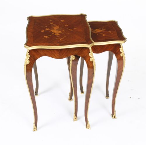 fig 4. Antique French Louis XV Revival Ormolu Mounted Nest of 2 Tables C1880